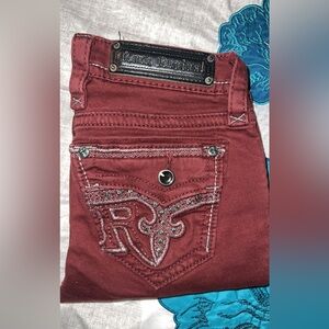 Women's Maroon Rock Revival Jeans